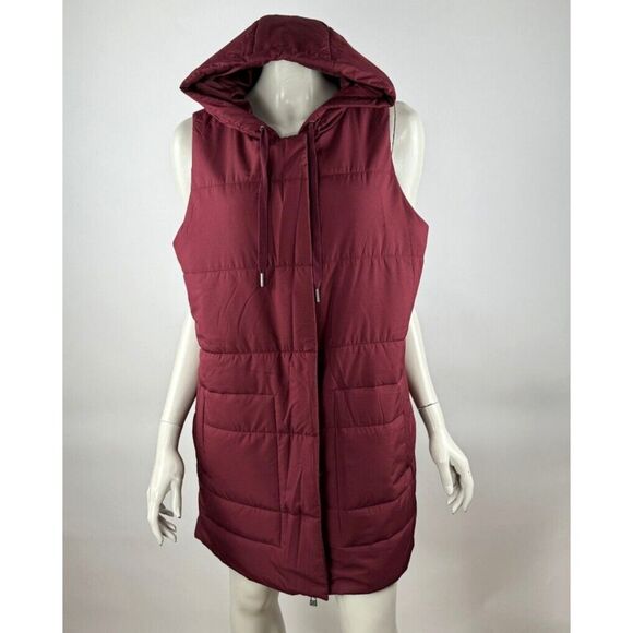 Garnet Hill Tunic Puffer Vest Women‎ M EUC Full Zip Sleeveless Insulated Parka